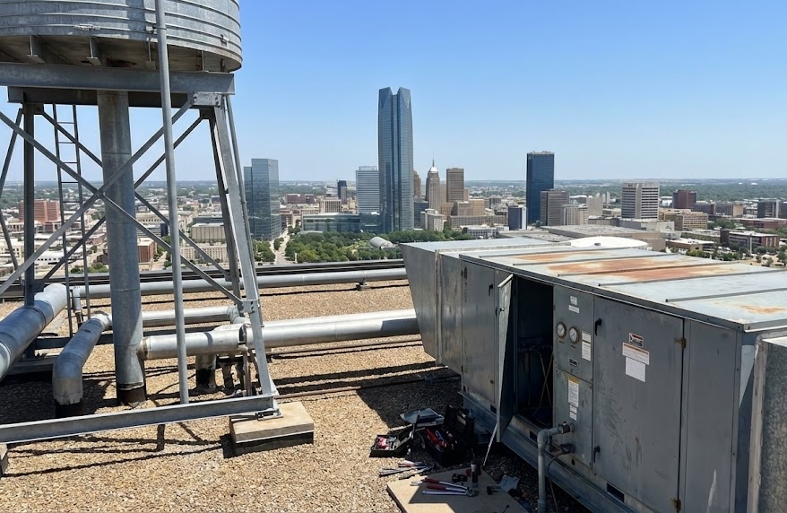 Oklahoma City industrial park with commercial HVAC equipment