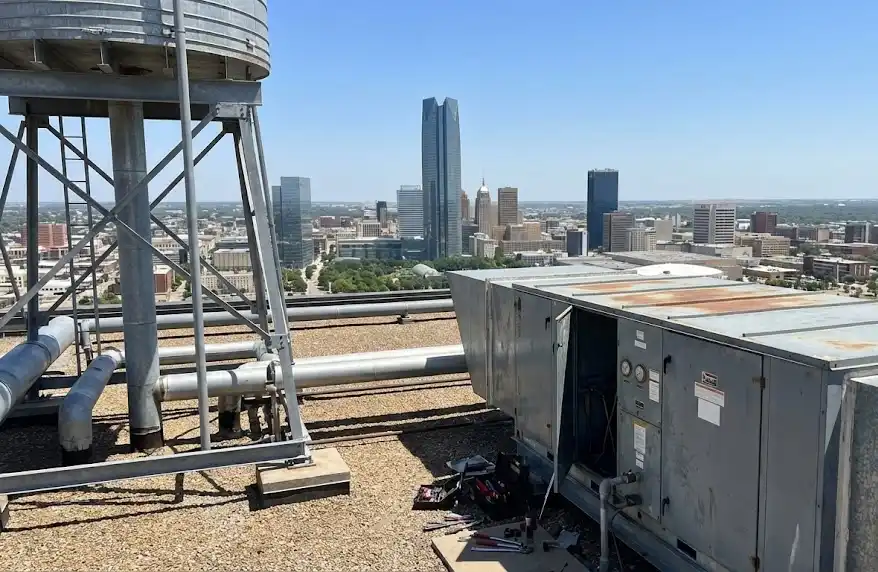 Oklahoma City industrial park with commercial HVAC equipment