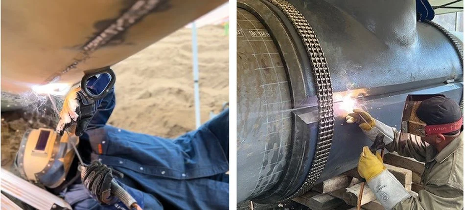 Qualified welder performing pressure vessel repair