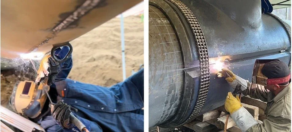 Qualified welder performing pressure vessel repair