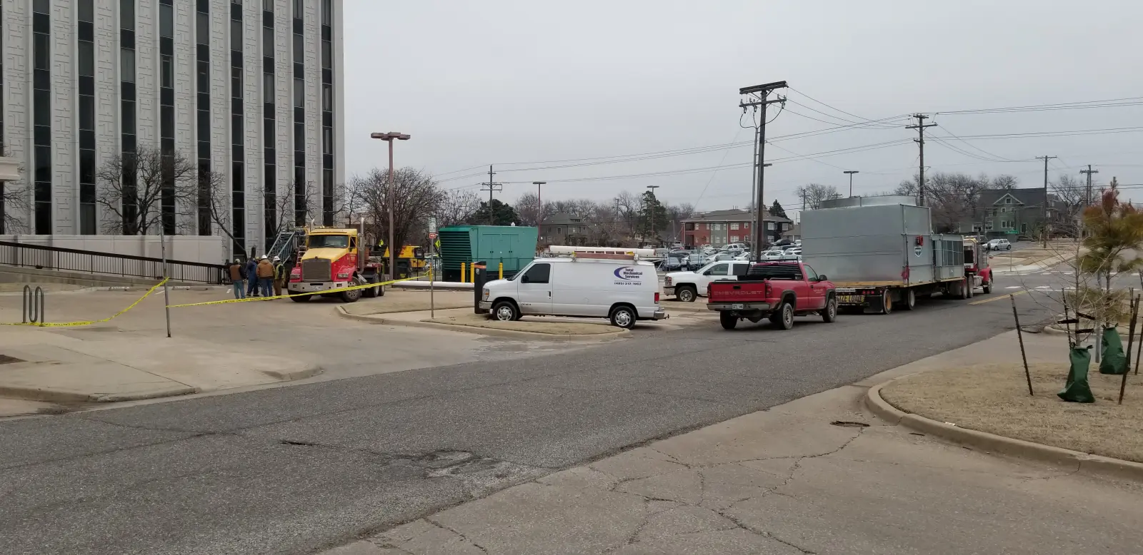 Dow Building roof cooling tower area before consolidation