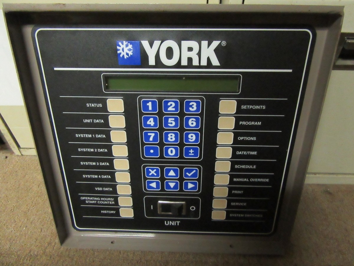 Chiller control panel showing operating conditions (including oil temperature alarms)